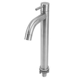 Single Cold Water Kitchen Faucet Stainless Steel Single Hole Bathroom Faucet for Home Apartment Tall Bent - Rear View