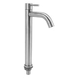 Single Cold Water Kitchen Faucet Stainless Steel Single Hole Bathroom Faucet for Home Apartment Tall Bent - Low Angle