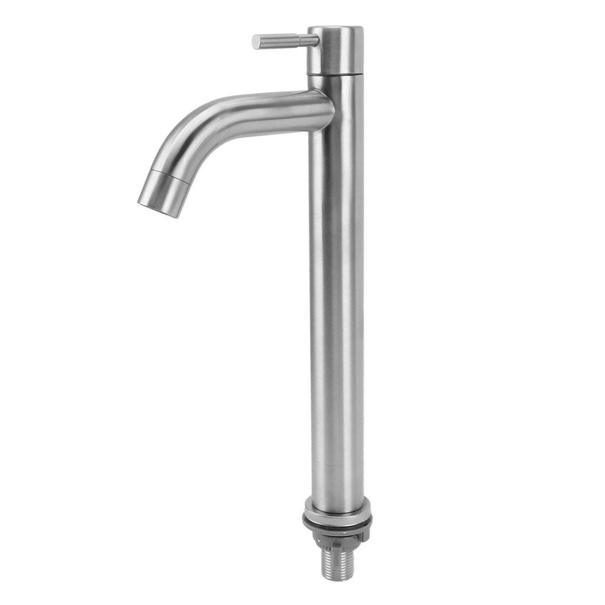 Single Cold Water Kitchen Faucet Stainless Steel Single Hole Bathroom Faucet for Home Apartment Tall Bent