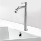 Single Cold Water Kitchen Faucet Stainless Steel Single Hole Bathroom Faucet for Home Apartment Tall Bent