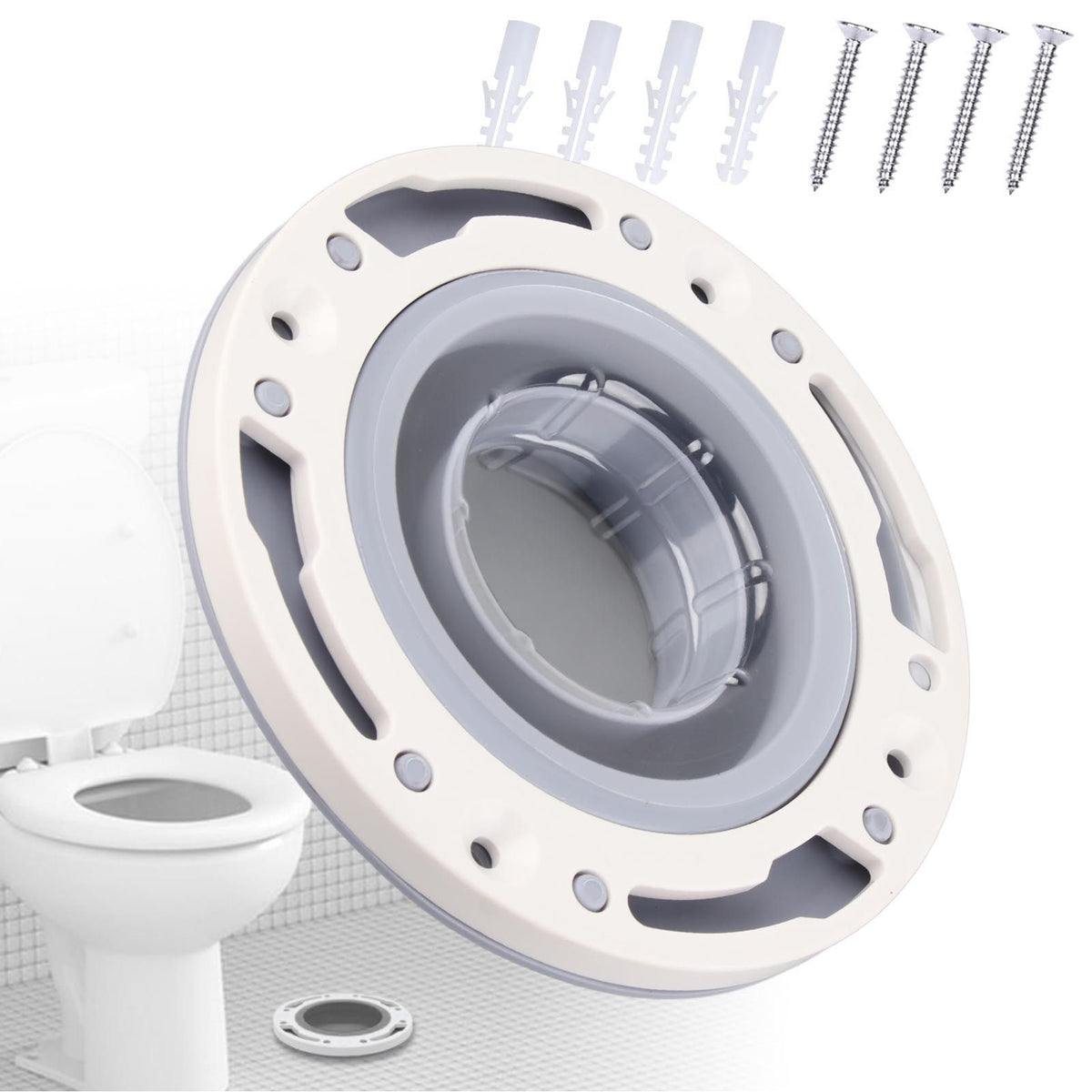 Toilet Flange Silicone and ABS Gray Universal Toilet Flange Replacement for 4in 5in Special 3in Waste Pipe