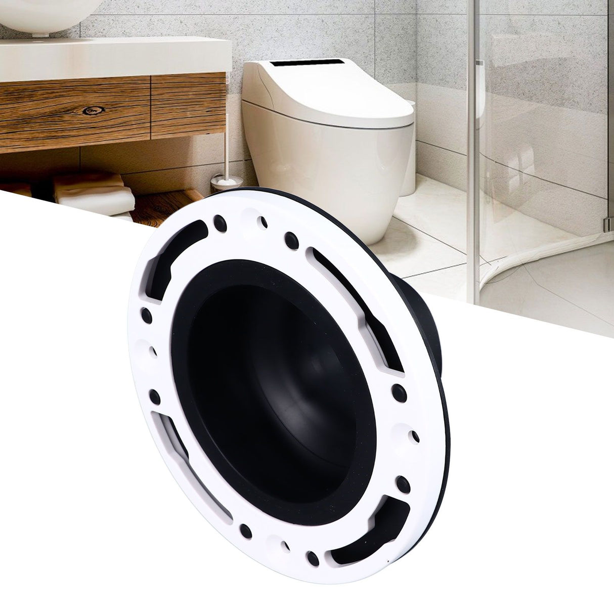 Toilet Flange Repair Kit Black Durable Silicone ABS Easy Installation Toilet Flange Replacement Kit for 4in 5in Pipe