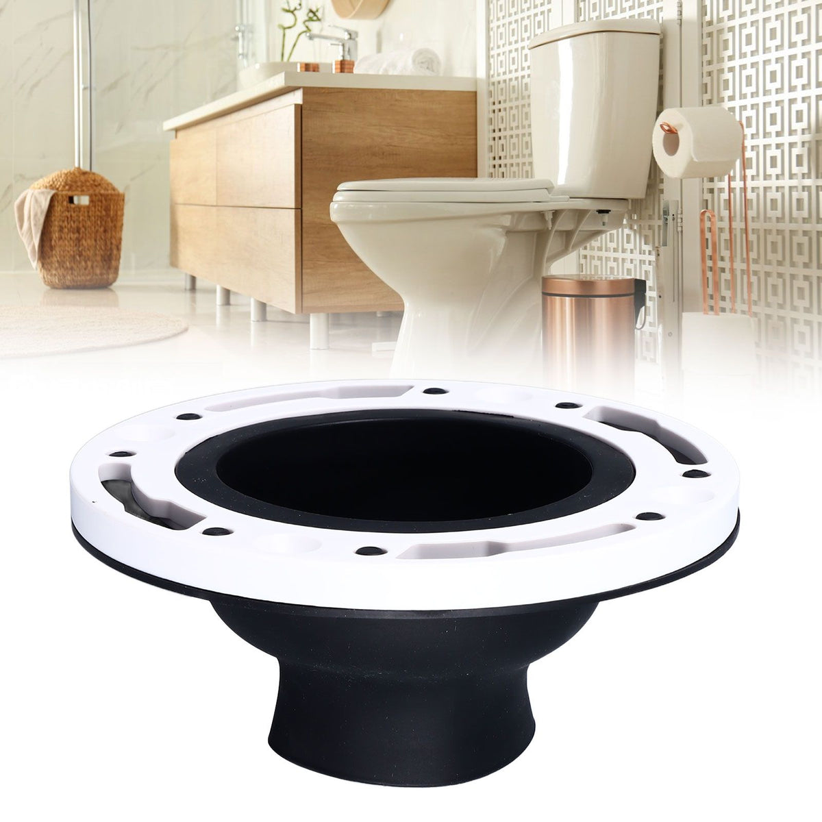 Toilet Flange Repair Kit Black Durable Silicone ABS Easy Installation Toilet Flange Replacement Kit for 4in 5in Pipe