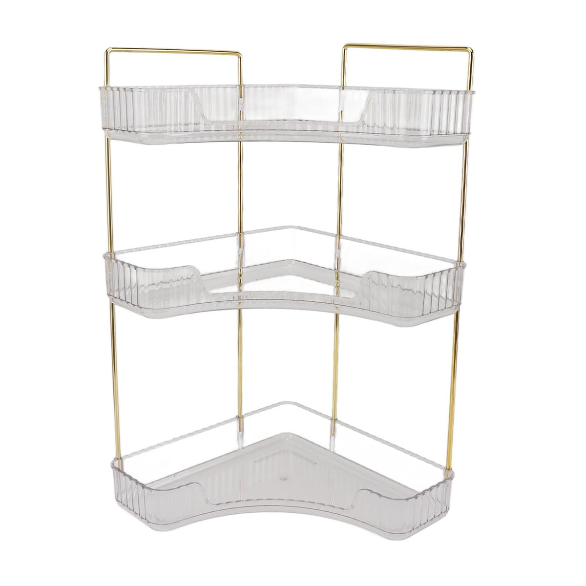 3 Tier Makeup Shelf Organizer Easy Access Aesthetic Corner Bathroom Countertop Organizer for Cosmetics Skincare Transparent