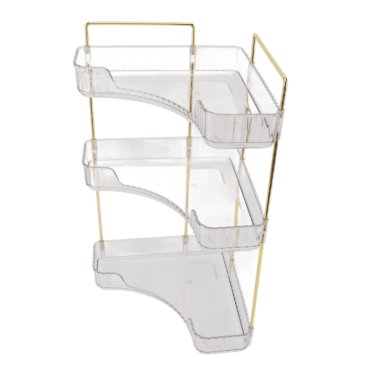 3 Tier Makeup Shelf Organizer Easy Access Aesthetic Corner Bathroom Countertop Organizer for Cosmetics Skincare Transparent
