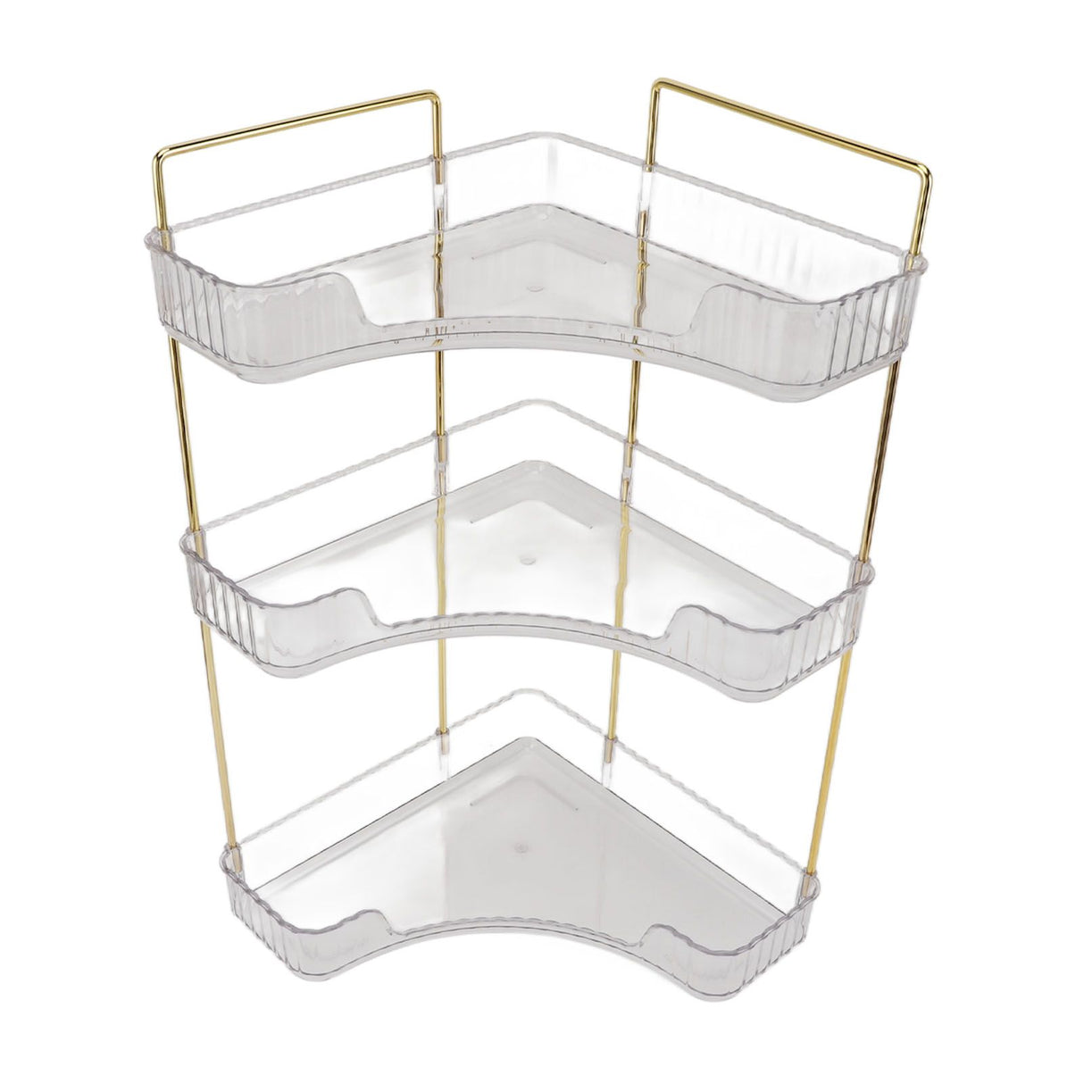3 Tier Makeup Shelf Organizer Easy Access Aesthetic Corner Bathroom Countertop Organizer for Cosmetics Skincare Transparent