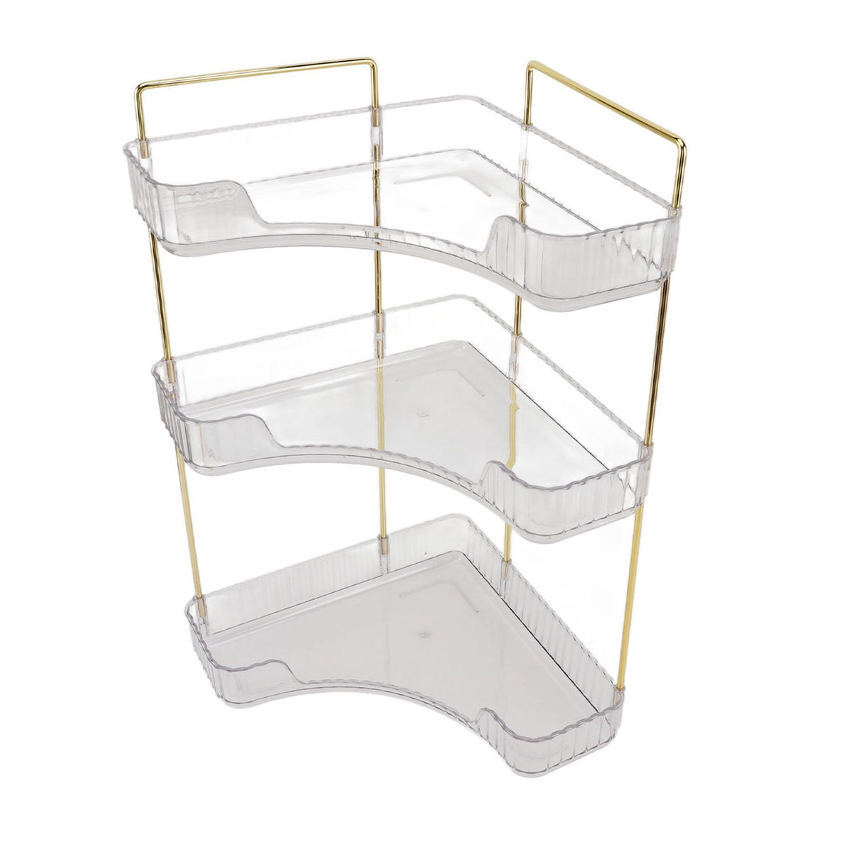 3 Tier Makeup Shelf Organizer Easy Access Aesthetic Corner Bathroom Countertop Organizer for Cosmetics Skincare Transparent