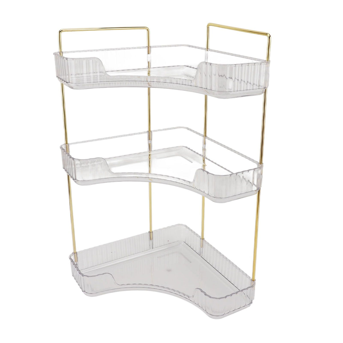 3 Tier Makeup Shelf Organizer Easy Access Aesthetic Corner Bathroom Countertop Organizer for Cosmetics Skincare Transparent