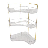 3 Tier Makeup Shelf Organizer Easy Access Aesthetic Corner Bathroom Countertop Organizer for Cosmetics Skincare Transparent - Rear View
