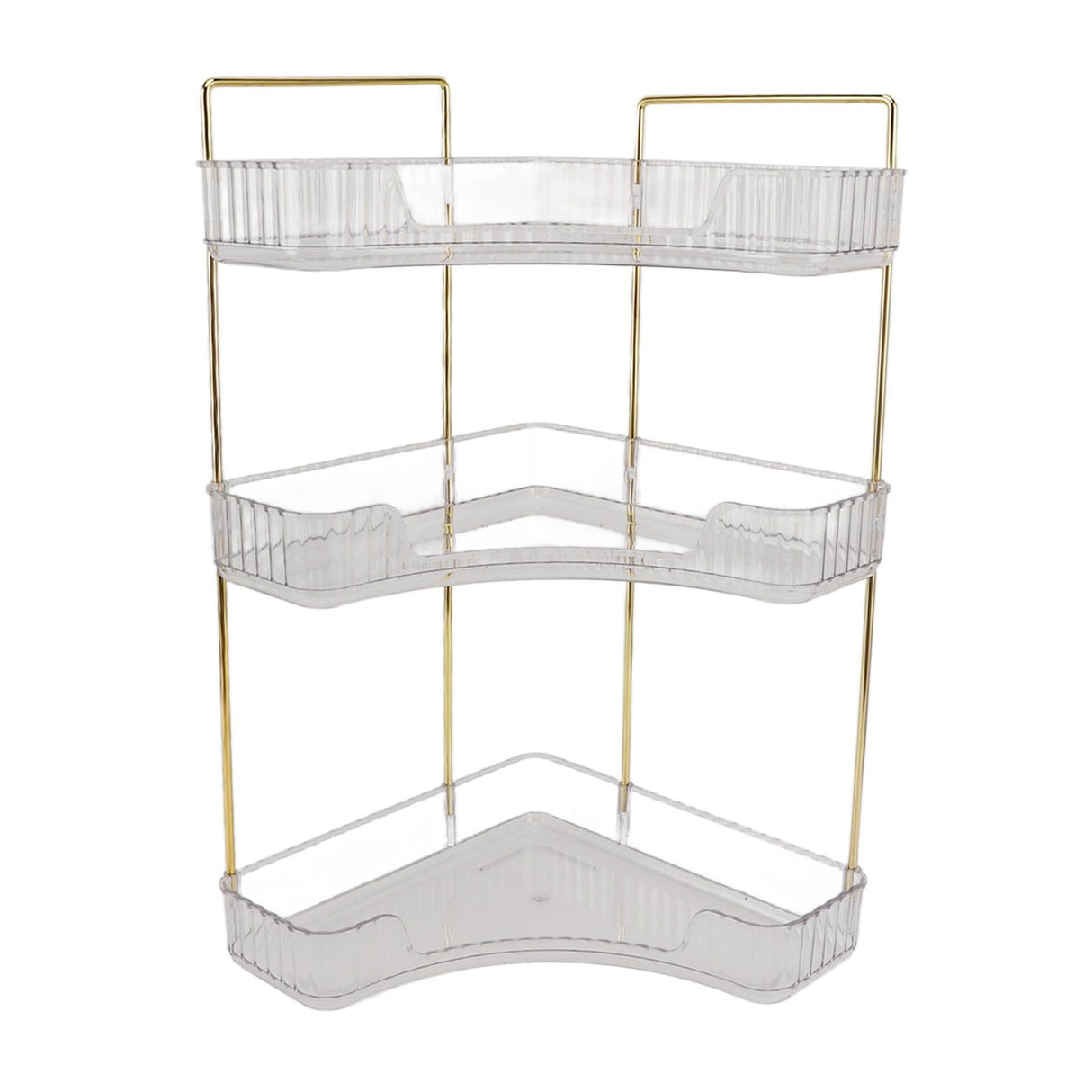 3 Tier Makeup Shelf Organizer Easy Access Aesthetic Corner Bathroom Countertop Organizer for Cosmetics Skincare Transparent