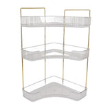 3 Tier Makeup Shelf Organizer Easy Access Aesthetic Corner Bathroom Countertop Organizer for Cosmetics Skincare Transparent - Close-Up Angle