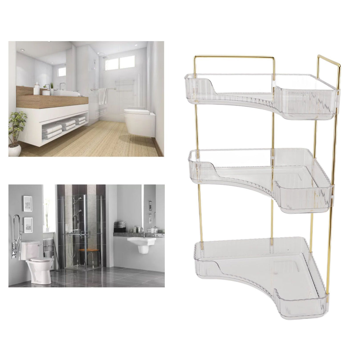 3 Tier Makeup Shelf Organizer Easy Access Aesthetic Corner Bathroom Countertop Organizer for Cosmetics Skincare Transparent