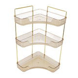3 Tier Makeup Shelf Organizer Easy Access Aesthetic Corner Bathroom Countertop Organizer for Cosmetics Skincare Amber