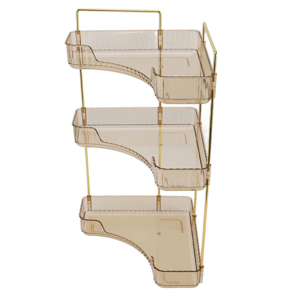 3 Tier Makeup Shelf Organizer Easy Access Aesthetic Corner Bathroom Countertop Organizer for Cosmetics Skincare Amber