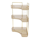 3 Tier Makeup Shelf Organizer Easy Access Aesthetic Corner Bathroom Countertop Organizer for Cosmetics Skincare Amber - Top-Down View