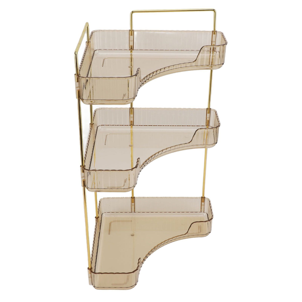 3 Tier Makeup Shelf Organizer Easy Access Aesthetic Corner Bathroom Countertop Organizer for Cosmetics Skincare Amber