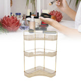 3 Tier Makeup Shelf Organizer Easy Access Aesthetic Corner Bathroom Countertop Organizer for Cosmetics Skincare Amber - Extra Image