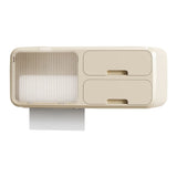 Drill Free Bathroom Tissue Storage Box Waterproof Bathroom Toilet Paper Holder Wall Mounted Toilet Paper Organizer Beige