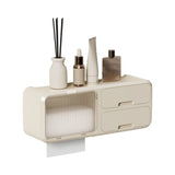 Drill Free Bathroom Tissue Storage Box Waterproof Bathroom Toilet Paper Holder Wall Mounted Toilet Paper Organizer Beige - Front View