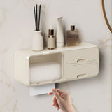 Drill Free Bathroom Tissue Storage Box Waterproof Bathroom Toilet Paper Holder Wall Mounted Toilet Paper Organizer Beige - 45-Degree Angle