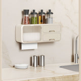 Drill Free Bathroom Tissue Storage Box Waterproof Bathroom Toilet Paper Holder Wall Mounted Toilet Paper Organizer Beige - Close-Up Angle