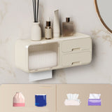 Drill Free Bathroom Tissue Storage Box Waterproof Bathroom Toilet Paper Holder Wall Mounted Toilet Paper Organizer Beige