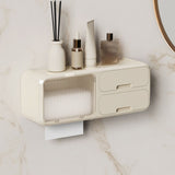 Drill Free Bathroom Tissue Storage Box Waterproof Bathroom Toilet Paper Holder Wall Mounted Toilet Paper Organizer Beige