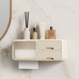 Drill Free Bathroom Tissue Storage Box Waterproof Bathroom Toilet Paper Holder Wall Mounted Toilet Paper Organizer Beige