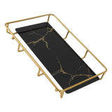 Bathroom Vanity Tray Modern Stylish Anti Slip Kitchen Sink Countertop Storage Organizer L Black - Rear View