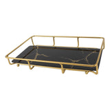 Bathroom Vanity Tray Modern Stylish Anti Slip Kitchen Sink Countertop Storage Organizer L Black - Close-Up Angle