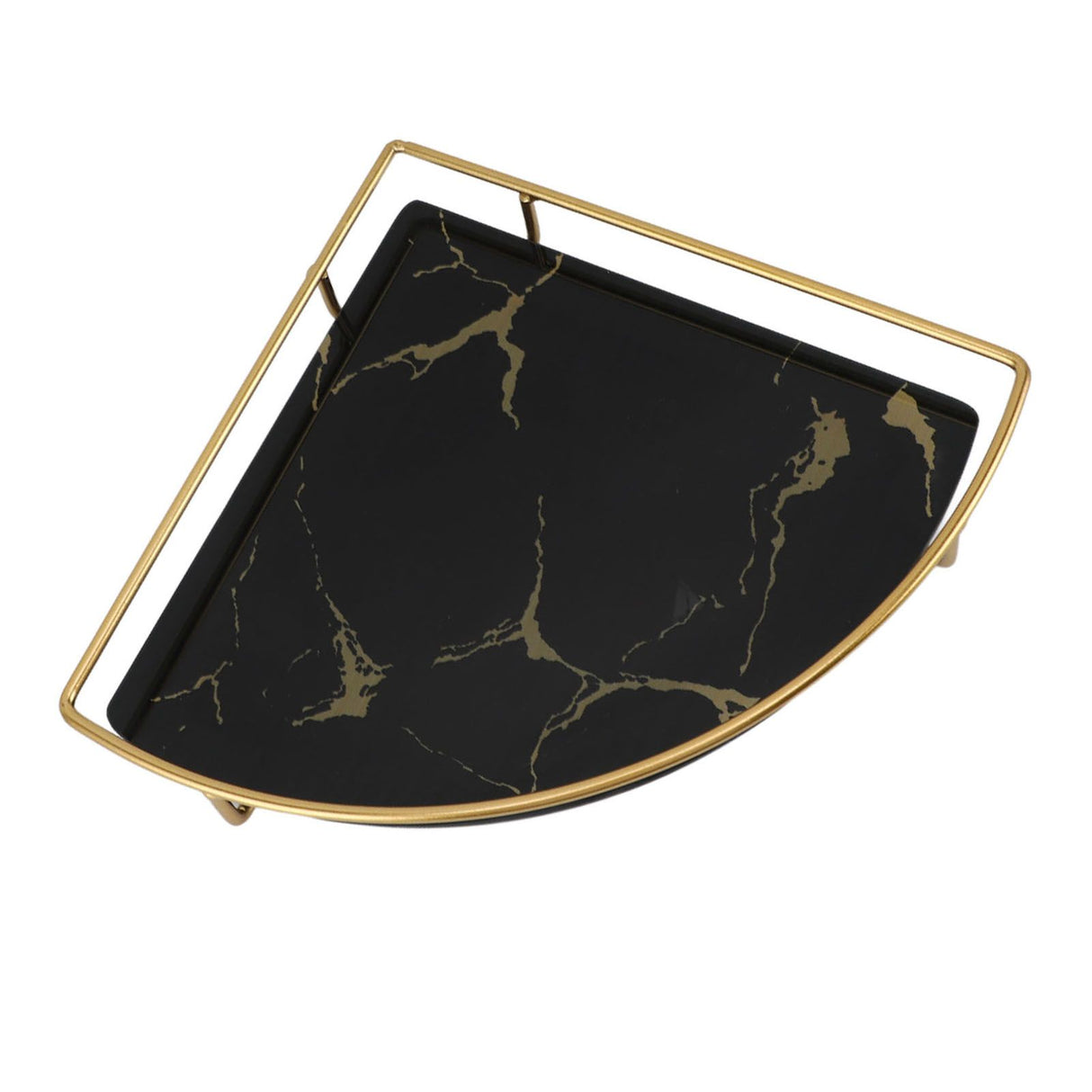 Bathroom Storage Tray Light Luxury Decorative Golden Texture Triangle Bathroom Organiser Tray for Soap Towel Paper Napkins Jewellery Makeup Black