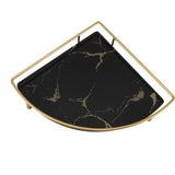 Bathroom Storage Tray Light Luxury Decorative Golden Texture Triangle Bathroom Organiser Tray for Soap Towel Paper Napkins Jewellery Makeup Black - Top-Down View