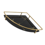 Bathroom Storage Tray Light Luxury Decorative Golden Texture Triangle Bathroom Organiser Tray for Soap Towel Paper Napkins Jewellery Makeup Black - Rear View