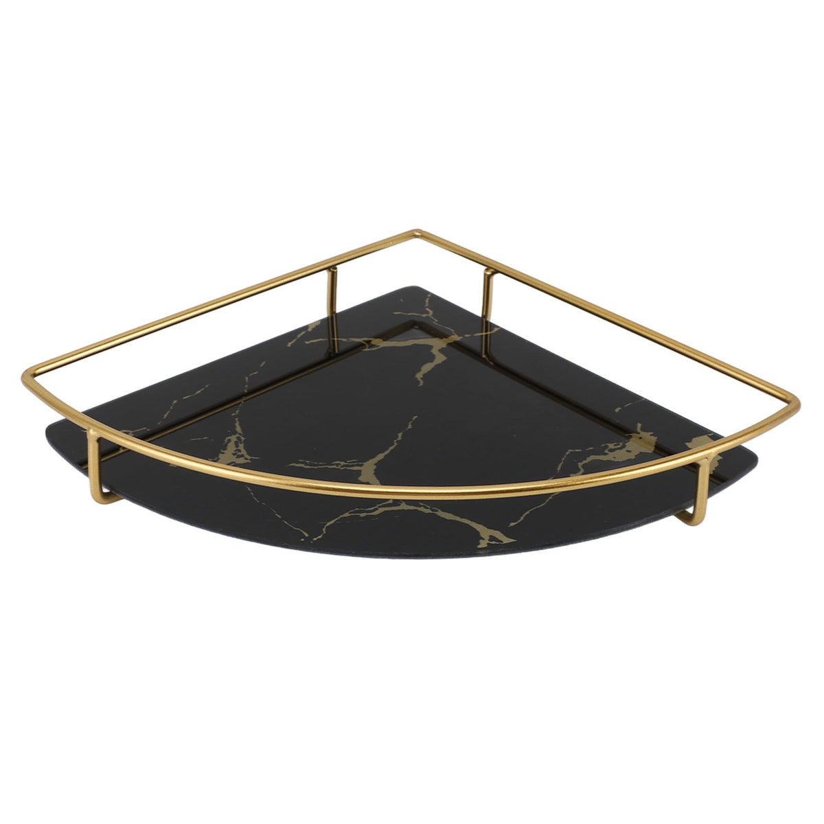 Bathroom Storage Tray Light Luxury Decorative Golden Texture Triangle Bathroom Organiser Tray for Soap Towel Paper Napkins Jewellery Makeup Black