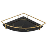 Bathroom Storage Tray Light Luxury Decorative Golden Texture Triangle Bathroom Organiser Tray for Soap Towel Paper Napkins Jewellery Makeup Black - Close-Up Angle