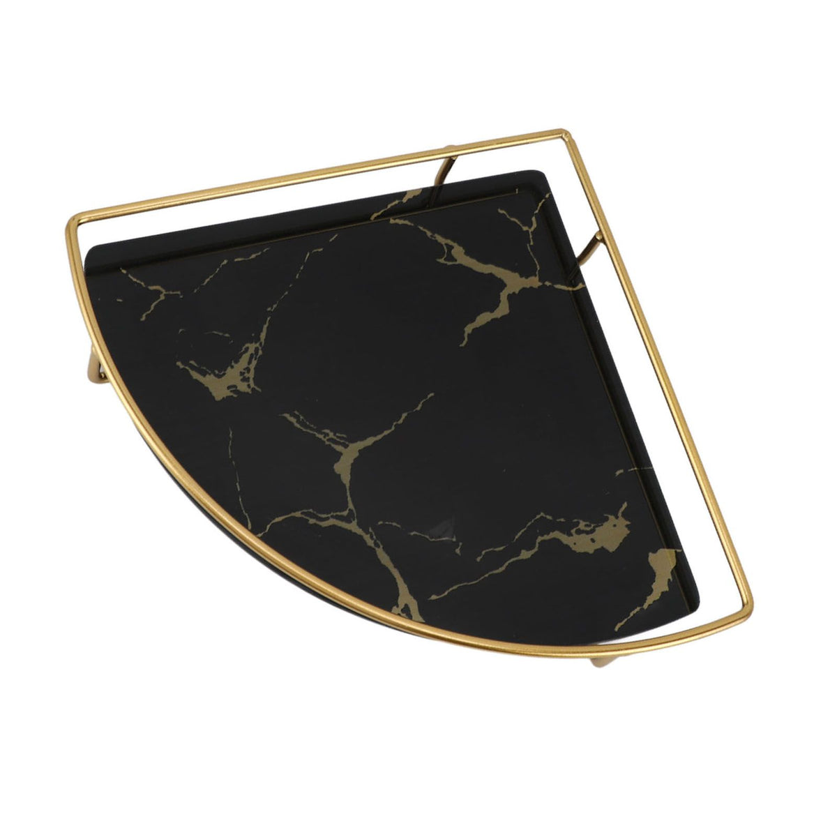 Bathroom Storage Tray Light Luxury Decorative Golden Texture Triangle Bathroom Organiser Tray for Soap Towel Paper Napkins Jewellery Makeup Black
