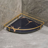 Bathroom Storage Tray Light Luxury Decorative Golden Texture Triangle Bathroom Organiser Tray for Soap Towel Paper Napkins Jewellery Makeup Black