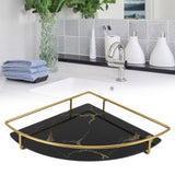 Bathroom Storage Tray Light Luxury Decorative Golden Texture Triangle Bathroom Organiser Tray for Soap Towel Paper Napkins Jewellery Makeup Black - Extra Image