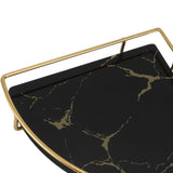 Bathroom Storage Tray Light Luxury Decorative Golden Texture Triangle Bathroom Organiser Tray for Soap Towel Paper Napkins Jewellery Makeup Black - Extra Image