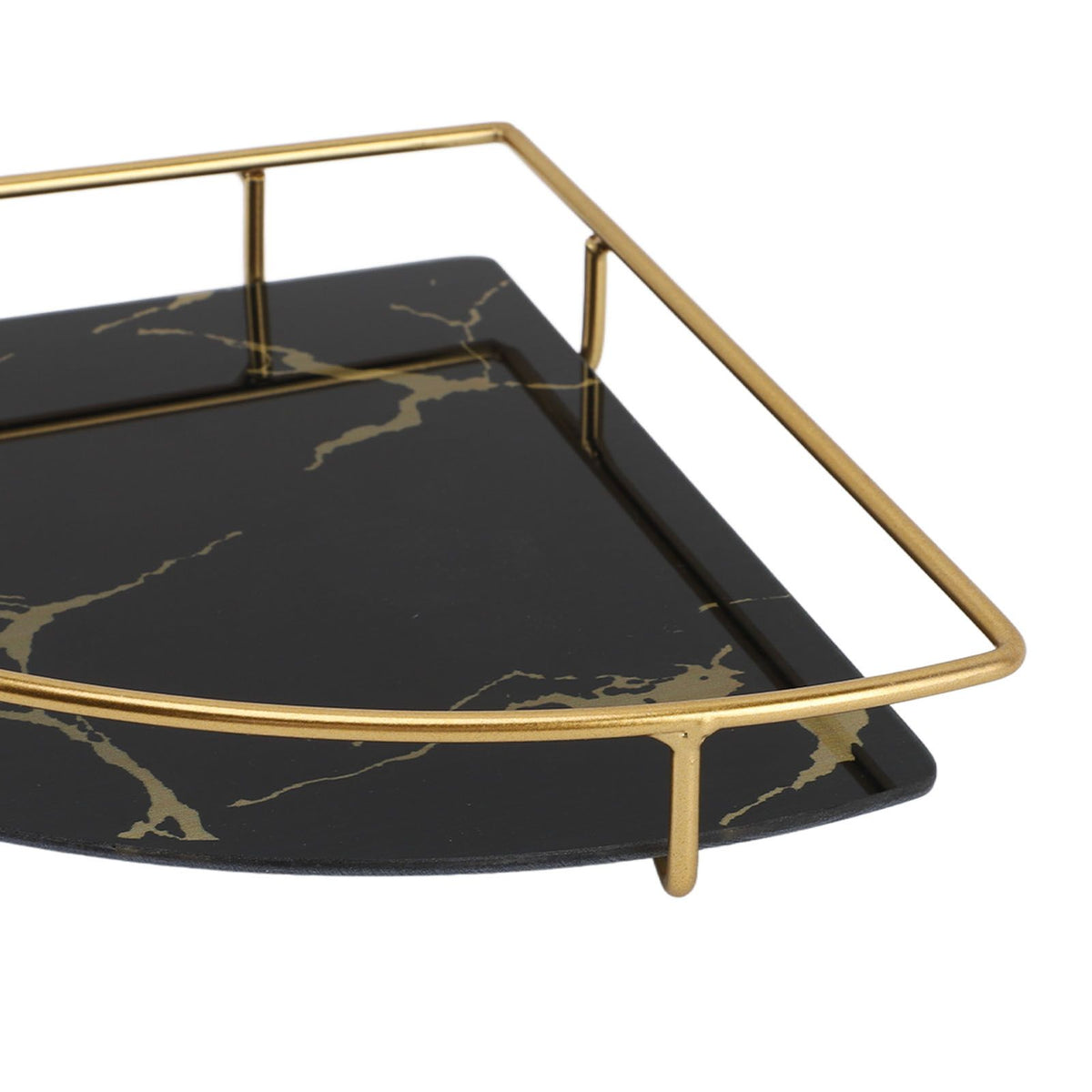 Bathroom Storage Tray Light Luxury Decorative Golden Texture Triangle Bathroom Organiser Tray for Soap Towel Paper Napkins Jewellery Makeup Black