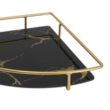 Bathroom Storage Tray Light Luxury Decorative Golden Texture Triangle Bathroom Organiser Tray for Soap Towel Paper Napkins Jewellery Makeup Black - Extra Image