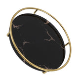 Bathroom Tray Skid Resistant Bathroom Vanity Tray Stylish Elegant Countertop Organizer Tray for Cosmetics Jewelry Black Round