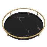 Bathroom Tray Skid Resistant Bathroom Vanity Tray Stylish Elegant Countertop Organizer Tray for Cosmetics Jewelry Black Round