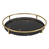 Bathroom Tray Skid Resistant Bathroom Vanity Tray Stylish Elegant Countertop Organizer Tray for Cosmetics Jewelry Black Round