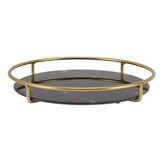 Bathroom Tray Skid Resistant Bathroom Vanity Tray Stylish Elegant Countertop Organizer Tray for Cosmetics Jewelry Black Round - Extra Image
