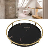 Bathroom Tray Skid Resistant Bathroom Vanity Tray Stylish Elegant Countertop Organizer Tray for Cosmetics Jewelry Black Round