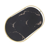 Bathroom Storage Tray Light Luxury Decorative Golden Texture Oval Bathroom Organiser Tray for Soap Towel Paper Napkins Jewellery Makeup Black Base