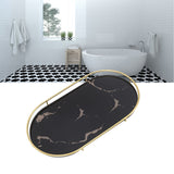 Bathroom Storage Tray Light Luxury Decorative Golden Texture Oval Bathroom Organiser Tray for Soap Towel Paper Napkins Jewellery Makeup Black Base