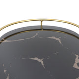Bathroom Storage Tray Light Luxury Decorative Golden Texture Oval Bathroom Organiser Tray for Soap Towel Paper Napkins Jewellery Makeup Black Base - Extra Image