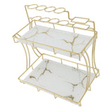 Countertop Storage Rack Double Layer Waterproof Counter Organizer Shelf with Electric Toothbrush Holder for Bathroom White Background Gold Grain